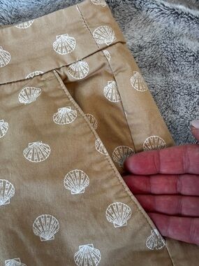 J. Crew Tan Shorts with White Seashell Print